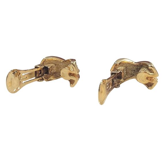 Christian Dior Black Enamel Gold Toned Round Crystal X Design Clip-On Earrings - Picture 5 of 6